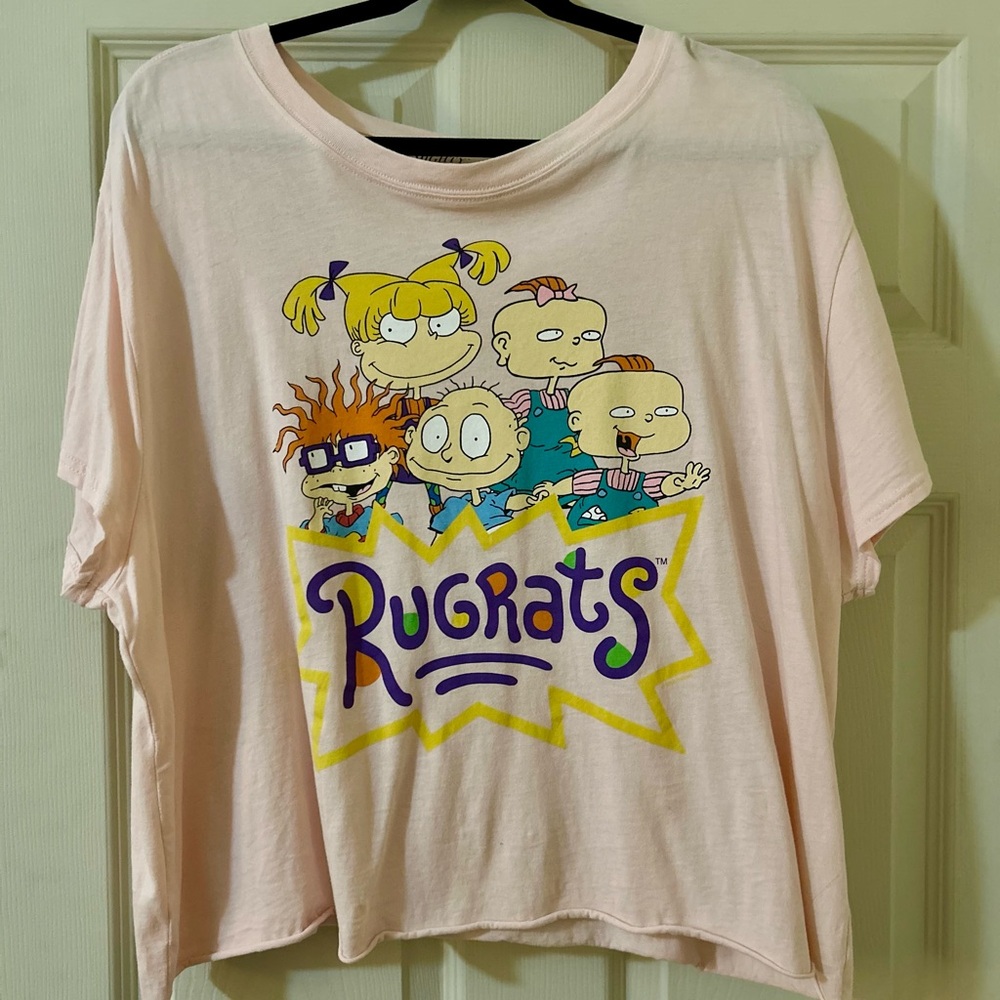 EUC CROPPED RUGRATS BABY PINK NOSTALGIA 90S GRAPHIC TEE